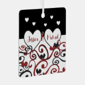 Pas getrouwd Zwirly Love Hearts Metalen Ornament (Voorkant Rechts)