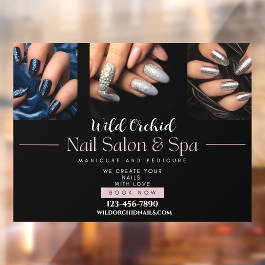 Pas Glitter Nail Salon Spa Shop aan Raamsticker (Vel 2)