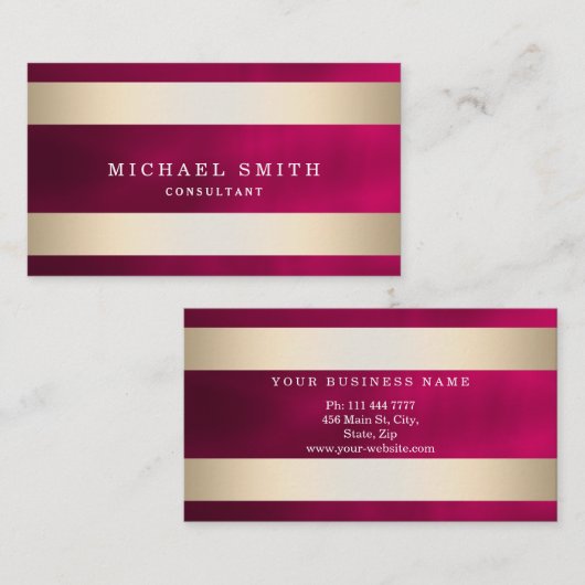Pas Gold Striped Modern Stijlvol aan Visitekaartje (Voorkant / Achterkant)