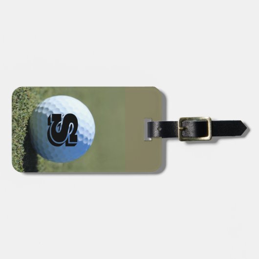 Pas Golf Ball op Groen aan met Monogram Bagagelabel (Voorkant horizontaal)