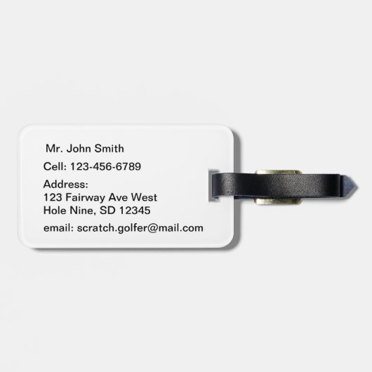 Pas Golf Ball op Groen aan met Monogram Bagagelabel (Achterkant horizontaal)