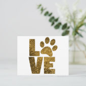 Pas Gouden Glitter Liefde Tekst met Dierlijke Poot Briefkaart (Staand voorkant)