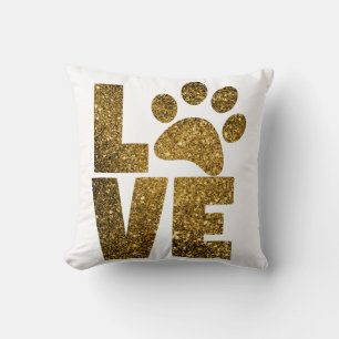 Pas Gouden Glitter Liefde Tekst met Dierlijke Poot Kussen