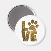 Pas Gouden Glitter Liefde Tekst met Dierlijke Poot Magneet (Voorkant / Achterkant)