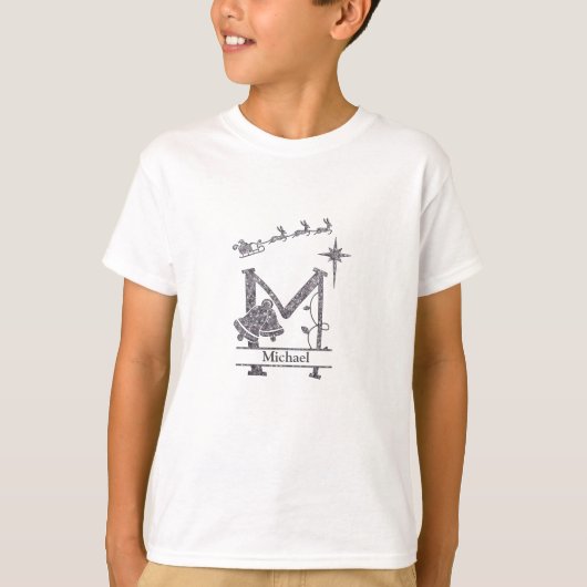 Pas Grappig M-Kerstmisalfabet aan T-shirt (Voorkant)