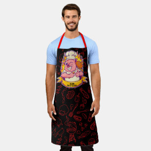 Pas grappige barbecue chef-kok varken grillen schort