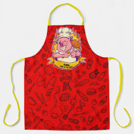 Pas grappige barbecue chef-kok varken grillen schort