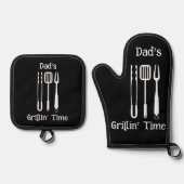 Pa's Grillin' Time | Achtertuin Barbecue Ovenwant & Pannenlap Set (Voorkant)