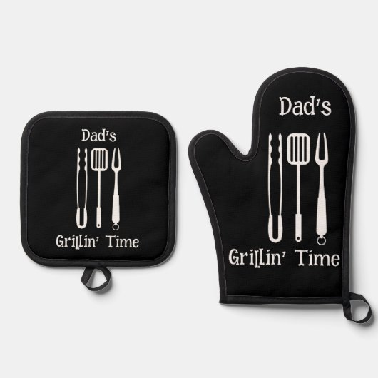 Pa's Grillin' Time | Achtertuin Barbecue Ovenwant & Pannenlap Set (Voorkant)