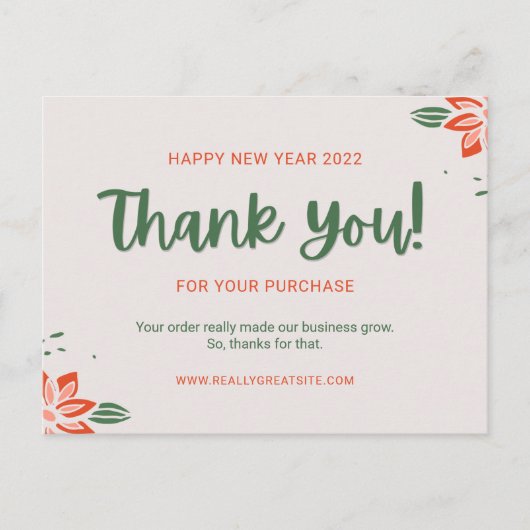 Pas Groen gelukkig Nieuwjaar aan Dank u Klant Briefkaart (Voorkant)