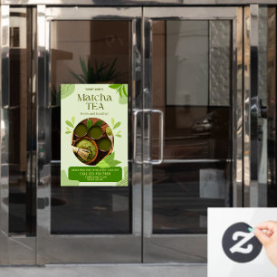 Pas Groene Biologische Matcha Thee Drink Advertent Raamsticker