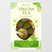 Pas Groene Biologische Matcha Thee Drink Advertent Raamsticker (Vel)