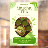 Pas Groene Biologische Matcha Thee Drink Advertent Raamsticker (Vel 2)