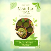 Pas Groene Biologische Matcha Thee Drink Advertent Raamsticker (Vel 3)