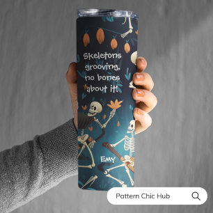 Pas Halloween Gift Skelet Dance Grappige Tekst aan Thermosbeker