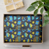 Pas HANUKKAH Blue Gold Tissue Paper aan Tissuepapier (Geschenk)