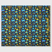 Pas HANUKKAH Blue Gold Wrapping Paper aan Cadeaupapier (Vlak)