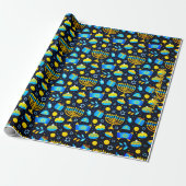 Pas HANUKKAH Blue Gold Wrapping Paper aan Cadeaupapier (Uitgerold)
