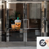 Pas Happy Bubble Tea Boba Cartoon 2 aan Raamsticker (Kantoordeur)