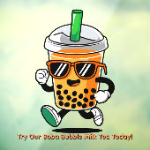 Pas Happy Bubble Tea Boba Cartoon 3 aan Raamsticker (Vel 3)