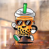 Pas Happy Bubble Tea Boba Cartoon 3 aan Raamsticker (Vel 2)