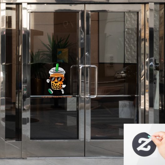 Pas Happy Bubble Tea Boba Cartoon 3 aan Raamsticker (Kantoordeur)