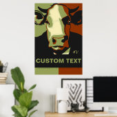 Pas het aan Camo Pop Art Koe Poster (Thuiskantoor)
