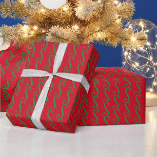Pas het aan met Initiaal, Groene "S"Brief, Rood - Cadeaupapier