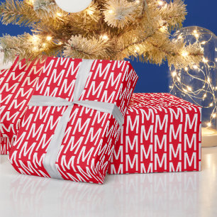 Pas het aan met Initiaal, Witte Brief, Rood - Cadeaupapier