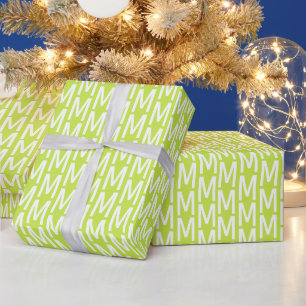 Pas het aan met Initiaal, witte kalk groen Cadeaupapier