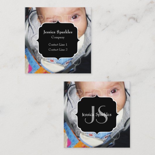 Pas het aan met je foto en monogram vierkante visitekaartje (Voorkant / Achterkant)