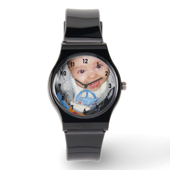 Pas het aan met je zwarte fotonummers horloge (Voorkant)