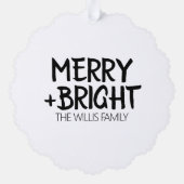 Pas het aan met Uw foto en tekst Merry bright Ornament Kaart (Achterkant)