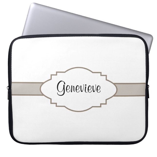 Pas het aan! naamplaat laptop sleeve (Voorkant)