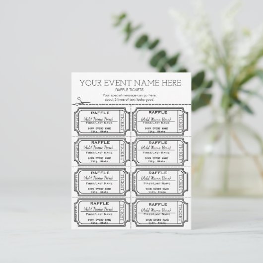 Pas het aan! Raffle Tickets Briefkaart (Staand voorkant)