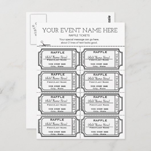 Pas het aan! Raffle Tickets Briefkaart (Voorkant / Achterkant)