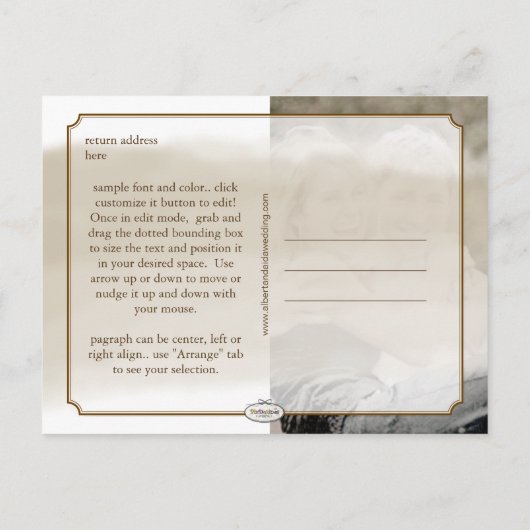 Pas het aan / sla de datum / waterverf / tan op aankondigingskaart (Achterkant)