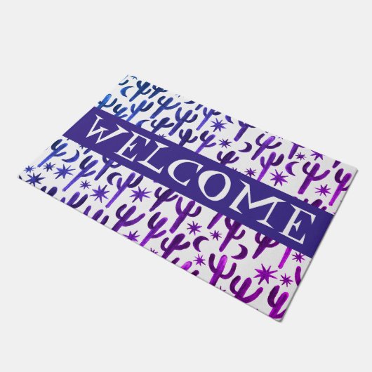 Pas het aan! WELCOME Night Desert Saguaro Cactus Deurmat (Schuin)