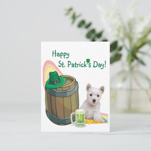 Pas het aan! Westie Puppy St. Patrick's Day Kaart (Staand voorkant)