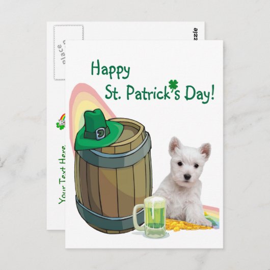 Pas het aan! Westie Puppy St. Patrick's Day Kaart (Voorkant / Achterkant)