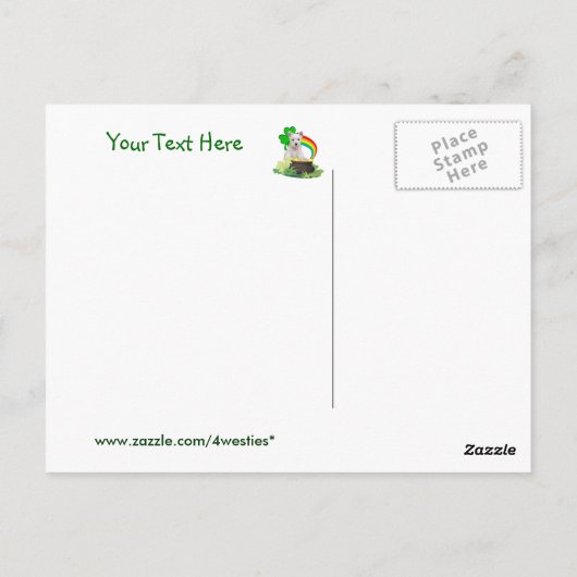 Pas het aan! Westie Puppy St. Patrick's Day Kaart (Achterkant)