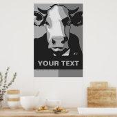 Pas het aan Zwart en Wit Pop Art Koe Poster (Keuken)