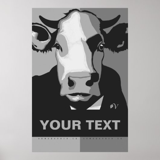 Pas het aan Zwart en Wit Pop Art Koe Poster (Voorkant)