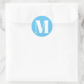 Pas het aantal van het monogram initiaal lichtblau ronde sticker (Tas)