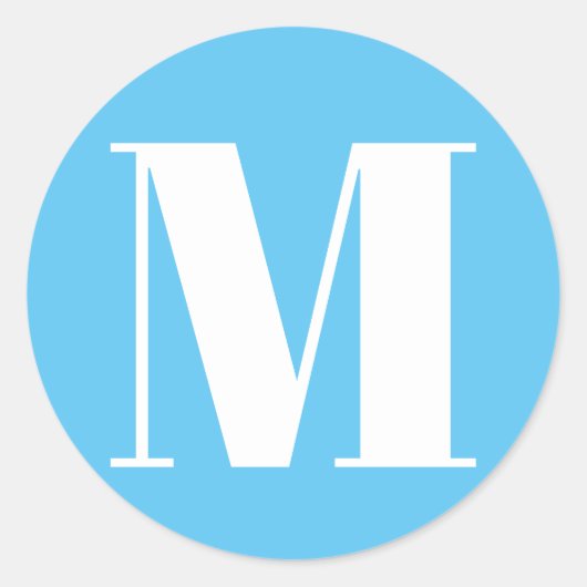 Pas het aantal van het monogram initiaal lichtblau ronde sticker (Voorkant)