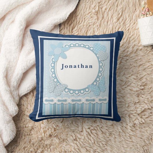 Pas het babyjongen aan blauwe vlinders Bloed hart  Kussen (Deken)