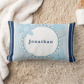 Pas het babyjongen aan blauwe vlinders Bloed hart Kussen (Deken)