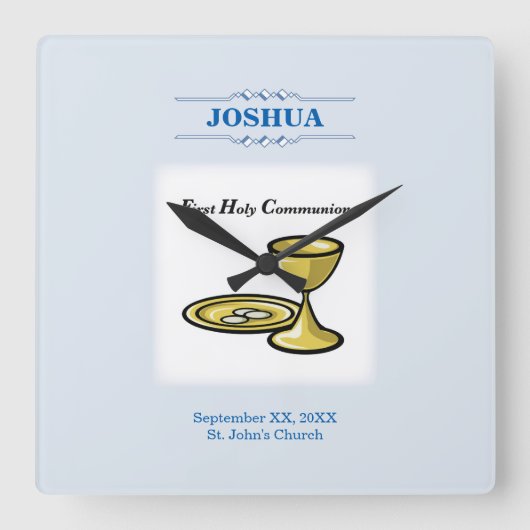 Pas, het Eerste Lichaam van de Heilige Communie en Vierkante Klok (Voorkant)