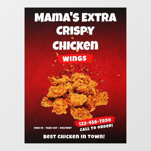 Pas het Grote Restaurant van het Wing van de Kip a Raamsticker (Vel)