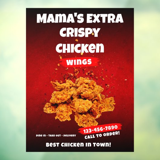 Pas het Grote Restaurant van het Wing van de Kip a Raamsticker (Vel 3)